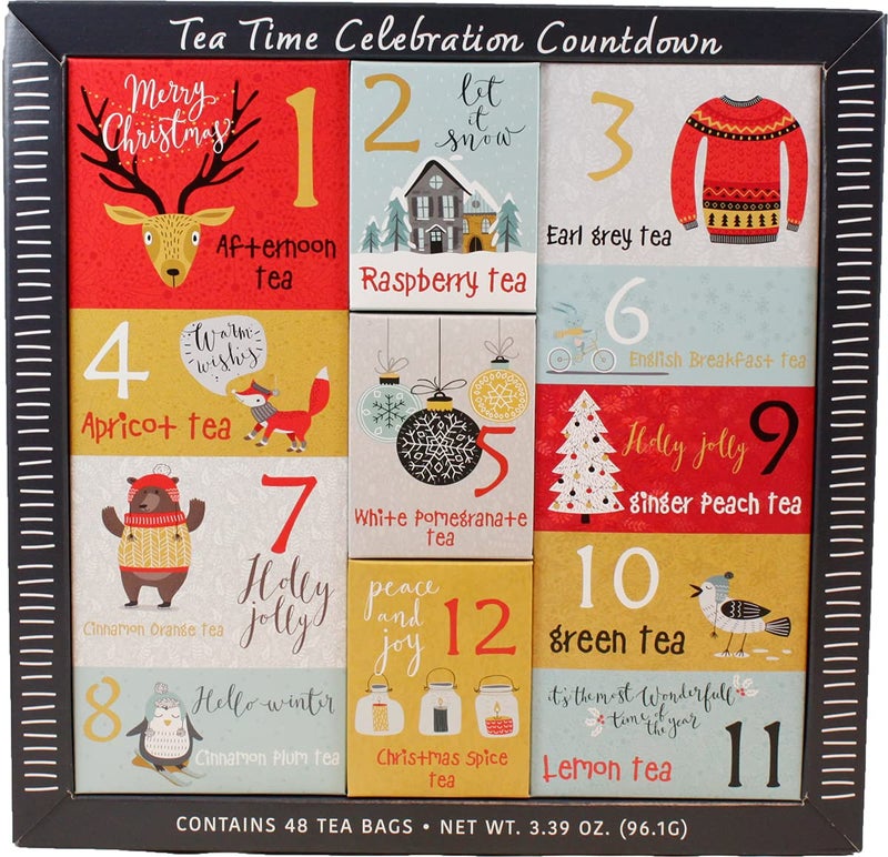 Christmas Sampler Gift 12 Days of Coffees, Teas or Cocoas (Hot Chocolate) for Christmas Gourmet Gift Box Set - Best Xmas Present For Friends, Family, Corporate, Coworkers, or Teachers (Tea) - Image 1
